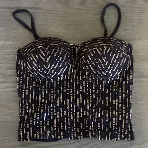 Black and gold bustier crop top size L